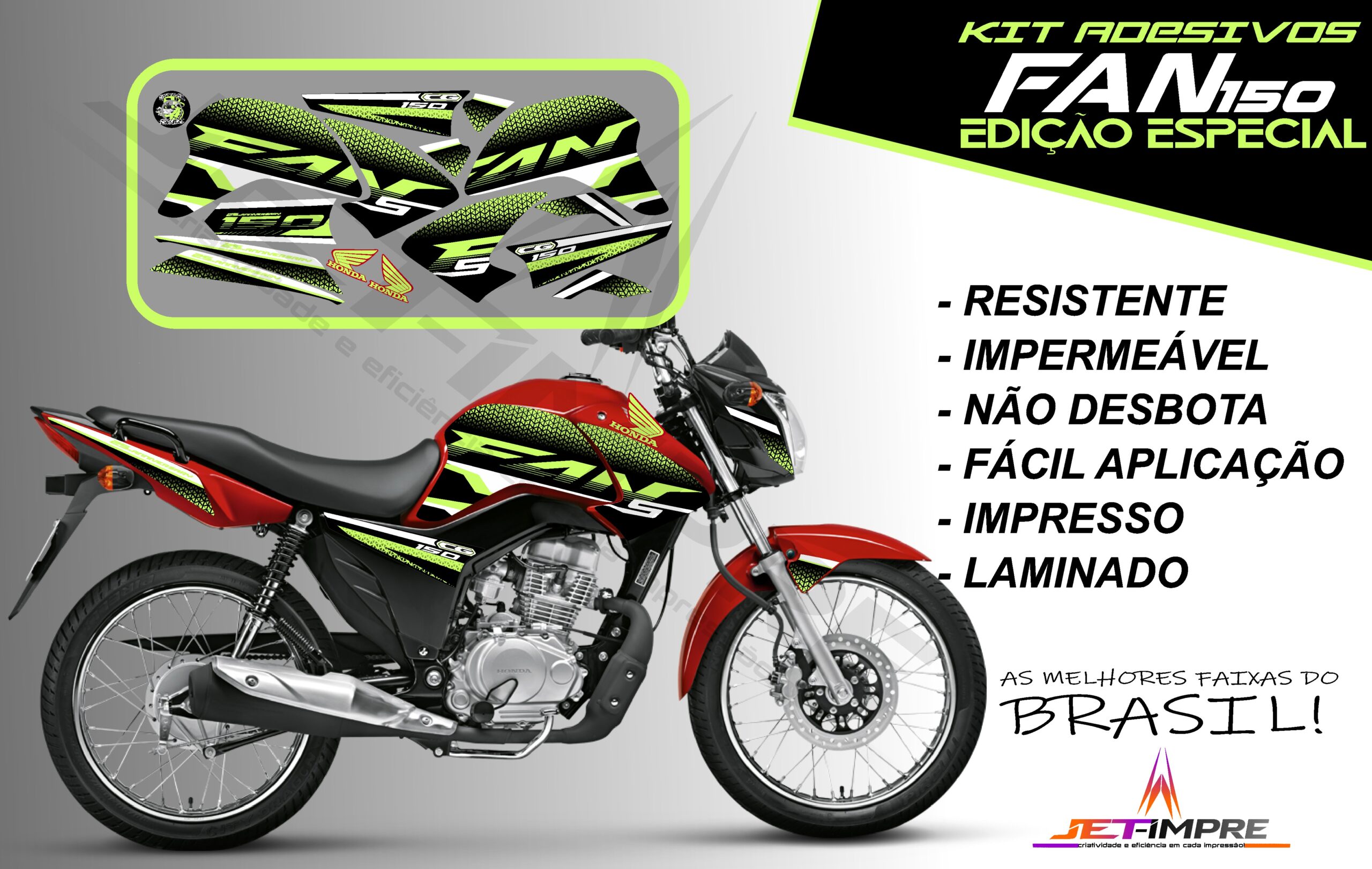 kit adesivo fan 150 2014-edição especial (moto vermelha) - Imagem 16