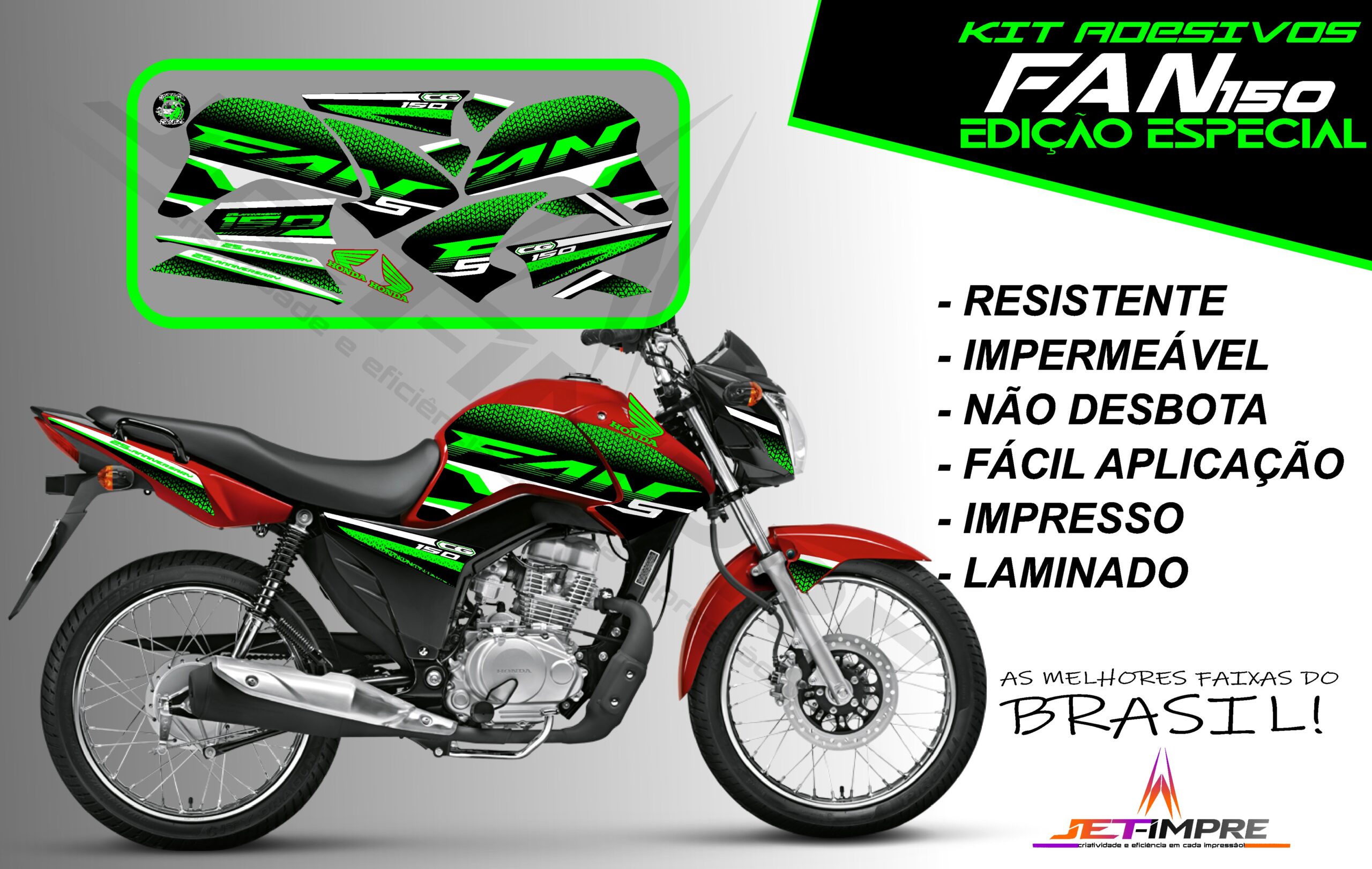 kit adesivo fan 150 2014-edição especial (moto vermelha) - Imagem 17