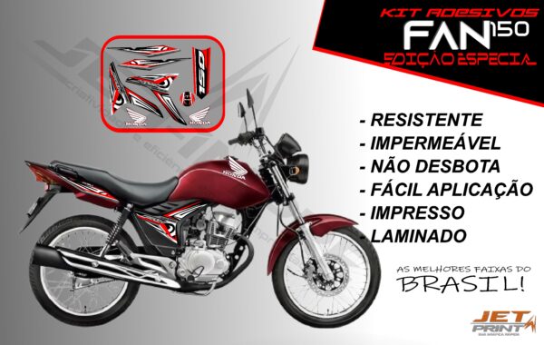 kit adesivo fan 150 2012 à 2013-modelo original(moto vermelha) - Imagem 19