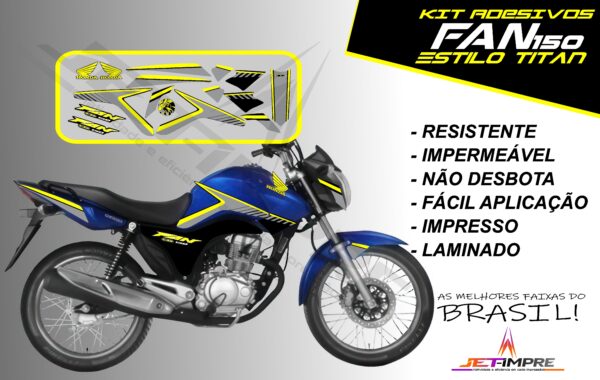 kit adesivos fan 150 2014- estilo titan (moto azul) - Imagem 2
