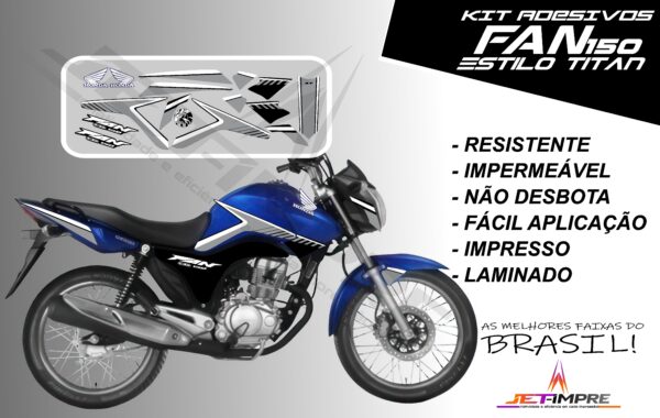 kit adesivos fan 150 2014- estilo titan (moto azul) - Imagem 4