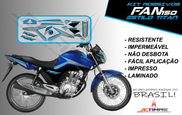 kit adesivos fan 150 2014- estilo titan (moto azul) - Imagem 6