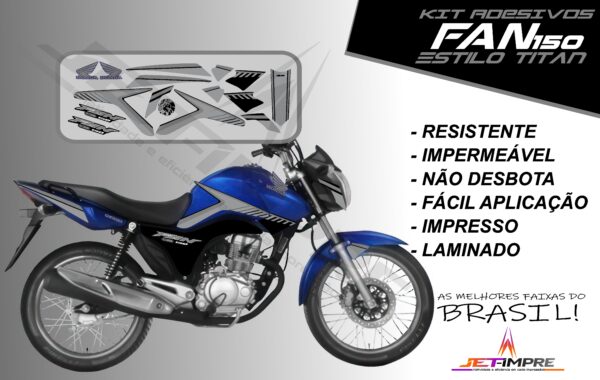 kit adesivos fan 150 2014- estilo titan (moto azul) - Imagem 7