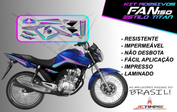 kit adesivos fan 150 2014- estilo titan (moto azul) - Imagem 8