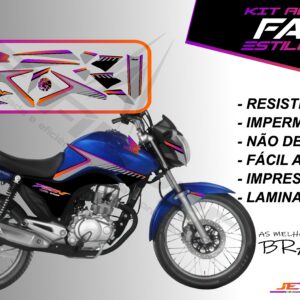 kit adesivos fan 150 2014- estilo titan (moto azul)