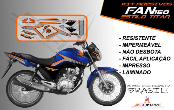 kit adesivos fan 150 2014- estilo titan (moto azul) - Imagem 10