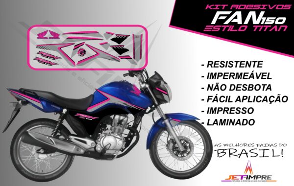 kit adesivos fan 150 2014- estilo titan (moto azul) - Imagem 11