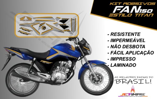 kit adesivos fan 150 2014- estilo titan (moto azul) - Imagem 12