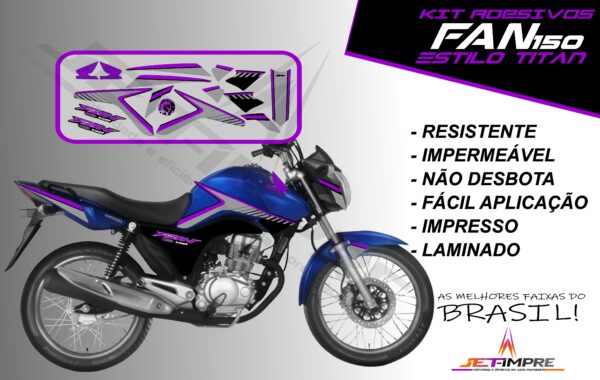 kit adesivos fan 150 2014- estilo titan (moto azul) - Imagem 14