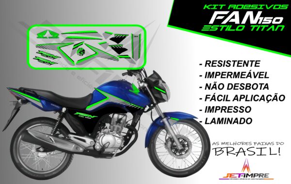 kit adesivos fan 150 2014- estilo titan (moto azul) - Imagem 17