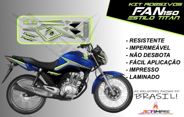 kit adesivos fan 150 2014- estilo titan (moto azul) - Imagem 16