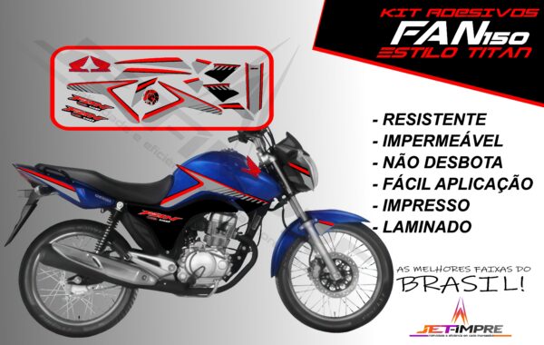 kit adesivos fan 150 2014- estilo titan (moto azul) - Imagem 18