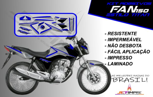 kit adesivos fan 150 2014- estilo titan (moto prata) - Imagem 3
