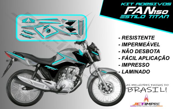 kit adesivos fan 150 2014- estilo titan (moto prata) - Imagem 5