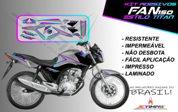 kit adesivos fan 150 2014- estilo titan (moto prata) - Imagem 8
