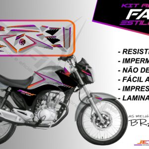 kit adesivos fan 150 2014- estilo titan (moto prata)