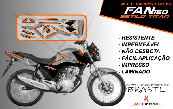 kit adesivos fan 150 2014- estilo titan (moto prata) - Imagem 10