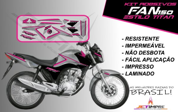 kit adesivos fan 150 2014- estilo titan (moto prata) - Imagem 11