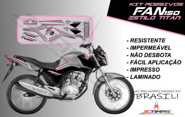 kit adesivos fan 150 2014- estilo titan (moto prata) - Imagem 13
