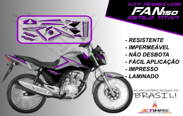 kit adesivos fan 150 2014- estilo titan (moto prata) - Imagem 14