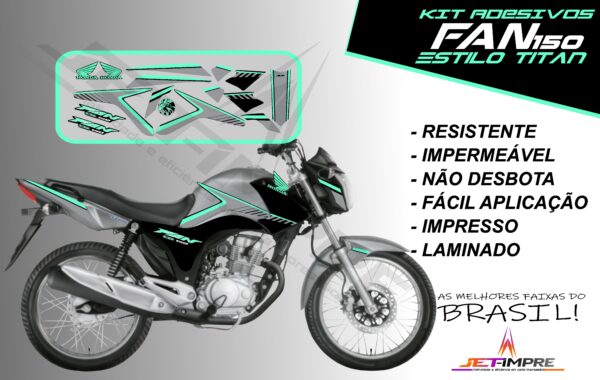 kit adesivos fan 150 2014- estilo titan (moto prata) - Imagem 15