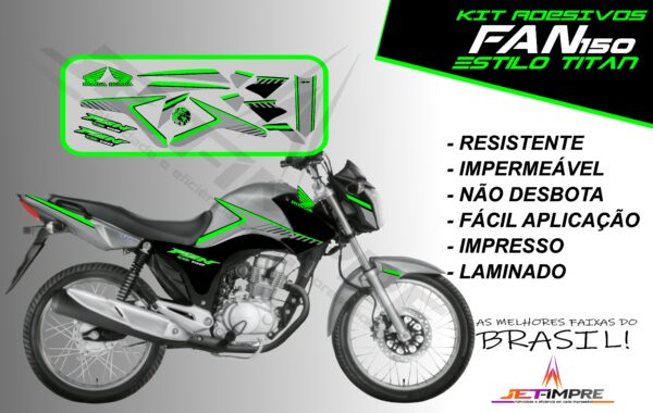 kit adesivos fan 150 2014- estilo titan (moto prata) - Imagem 17