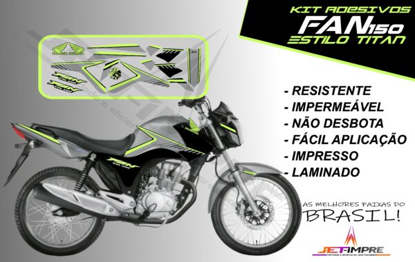 kit adesivos fan 150 2014- estilo titan (moto prata) - Imagem 16