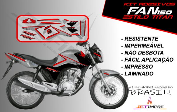 kit adesivos fan 150 2014- estilo titan (moto prata) - Imagem 18