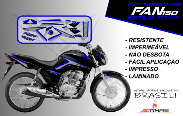 kit adesivos fan 150 2014- estilo titan(moto preta) - Imagem 3