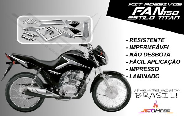 kit adesivos fan 150 2014- estilo titan(moto preta) - Imagem 4