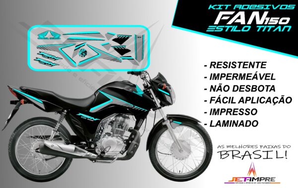 kit adesivos fan 150 2014- estilo titan(moto preta) - Imagem 5