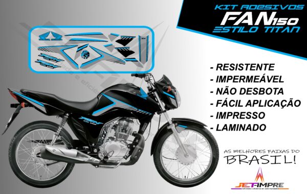 kit adesivos fan 150 2014- estilo titan(moto preta) - Imagem 6