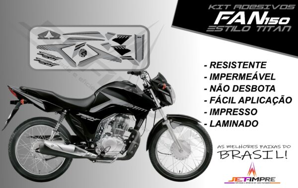 kit adesivos fan 150 2014- estilo titan(moto preta) - Imagem 7