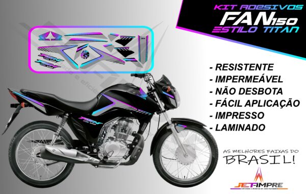 kit adesivos fan 150 2014- estilo titan(moto preta)
