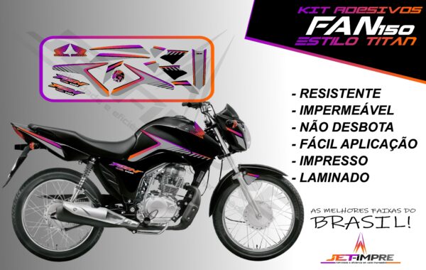 kit adesivos fan 150 2014- estilo titan(moto preta) - Imagem 9