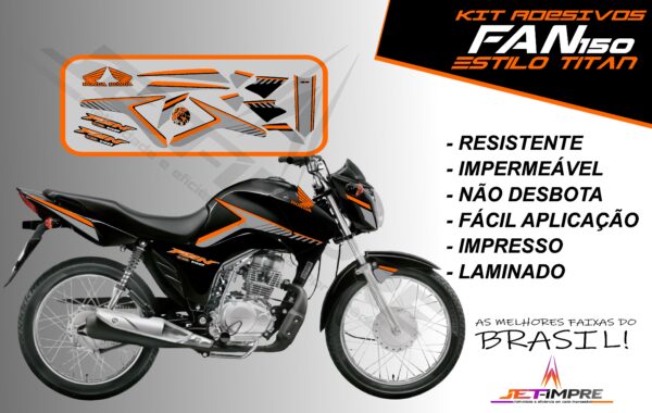 kit adesivos fan 150 2014- estilo titan(moto preta) - Imagem 10