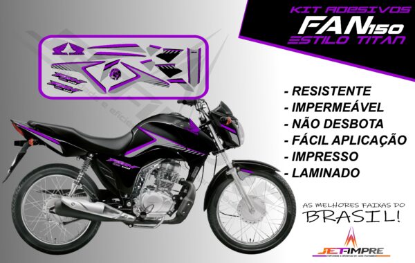 kit adesivos fan 150 2014- estilo titan(moto preta) - Imagem 14