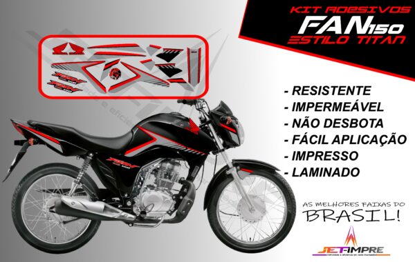 kit adesivos fan 150 2014- estilo titan(moto preta) - Imagem 18