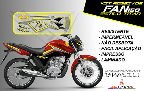 kit adesivos fan 150 2014- estilo titan (moto vermelha) - Imagem 2