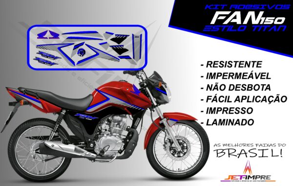 kit adesivos fan 150 2014- estilo titan (moto vermelha) - Imagem 3