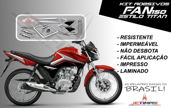 kit adesivos fan 150 2014- estilo titan (moto vermelha) - Imagem 4