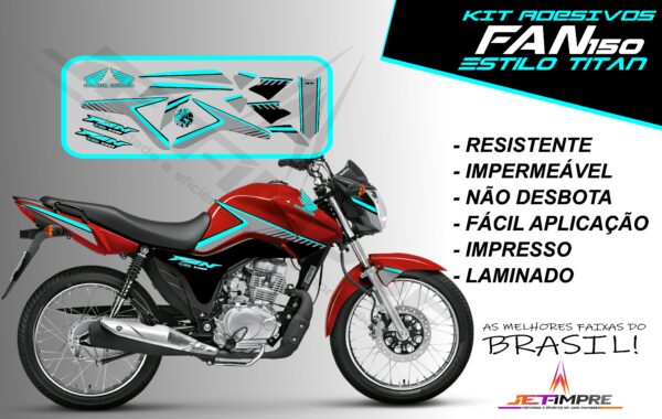 kit adesivos fan 150 2014- estilo titan (moto vermelha) - Imagem 5