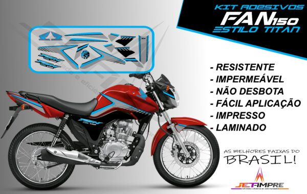 kit adesivos fan 150 2014- estilo titan (moto vermelha) - Imagem 6