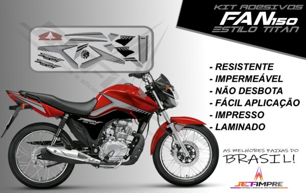 kit adesivos fan 150 2014- estilo titan (moto vermelha) - Imagem 7