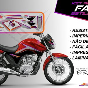 kit adesivos fan 150 2014- estilo titan (moto vermelha)