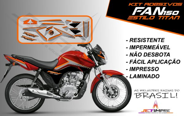 kit adesivos fan 150 2014- estilo titan (moto vermelha) - Imagem 10