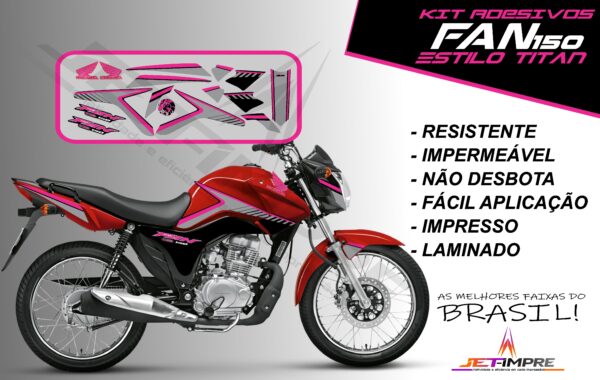 kit adesivos fan 150 2014- estilo titan (moto vermelha) - Imagem 11