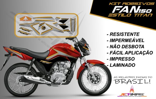 kit adesivos fan 150 2014- estilo titan (moto vermelha) - Imagem 12