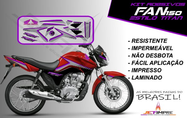 kit adesivos fan 150 2014- estilo titan (moto vermelha) - Imagem 14