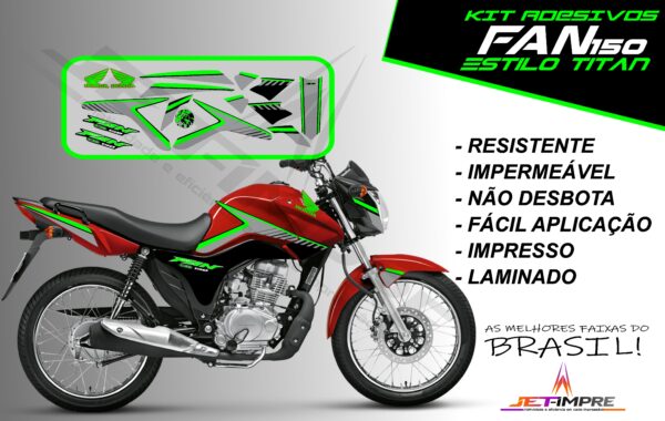 kit adesivos fan 150 2014- estilo titan (moto vermelha) - Imagem 17